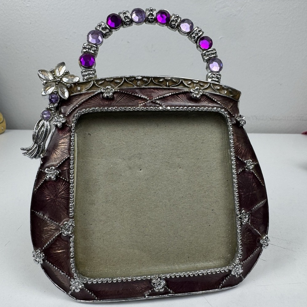 Y2K Sunflower Designs Rhinestone Purse Photo Frame Pink Purple Bling
